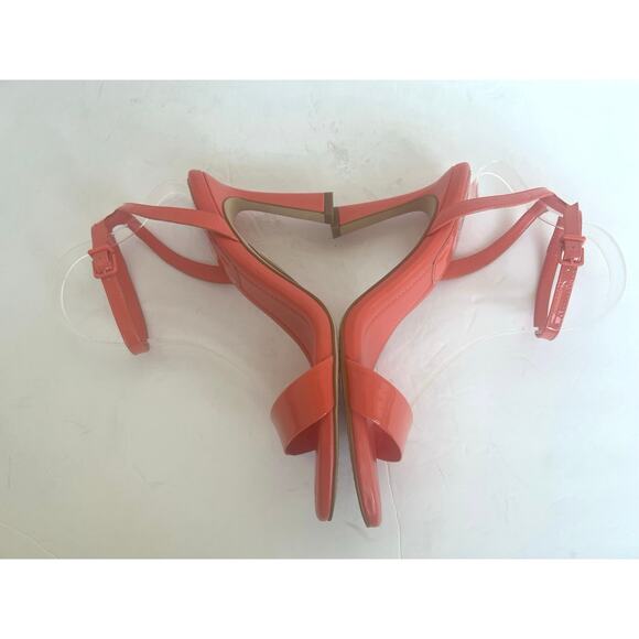 NWT Vince Camuto Lilah Coral Orange Leather Ankle Strap High Heel Sandals Sz 10M - Picture 6 of 9
